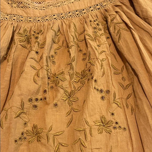 Free People Mustard Embroidered Blouse - Picture 4 of 8